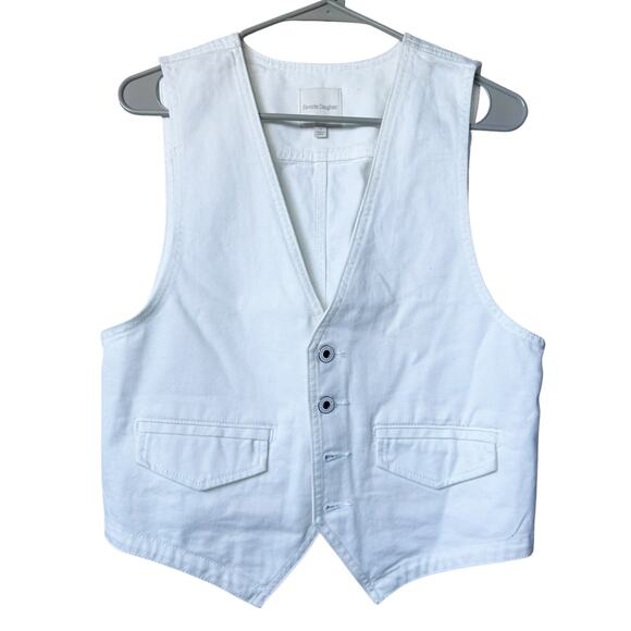 FAVORITE DAUGHTER The Poppy White Denim Western Vest-Size S - Picture 2 of 8